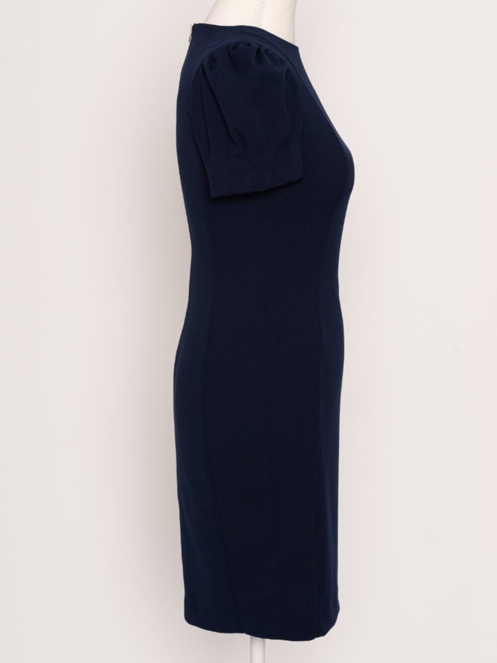DKNY Navy Blue Scuba Sheath Dress Puff Sleeve NWOT Workwear Office Siren Size 2P - Picture 5 of 13